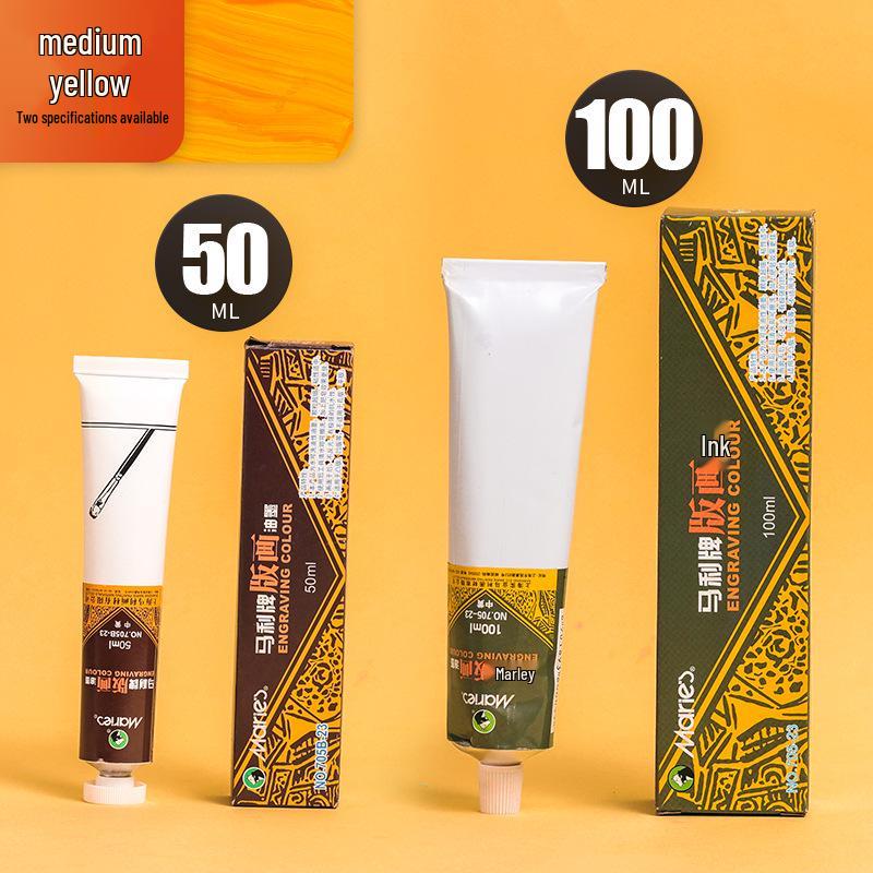 Mali Oil-Based & Water-Washable Printmaking Ink Set: 100ml Colored Ink & 50ml Engraving Pigment