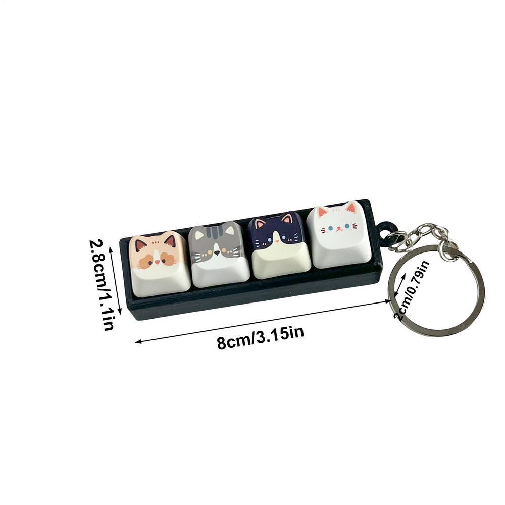 Cute Cat Mechanical Keyboard Button Tester Stress Reduction Cute Keycap Keychain Creative Fidget Toy Bag Pendant Gifts