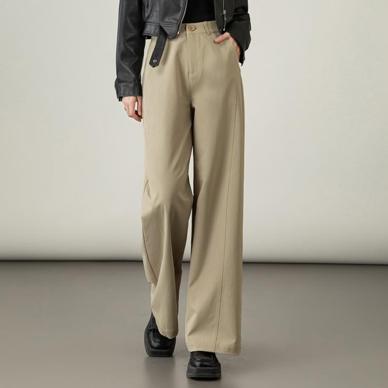 2025 Autumn Women's High-Waisted Wide-Leg White Casual Pants