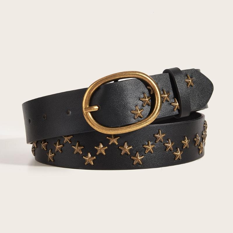 Punk Style Waistband Star Studded Pu Leather Belt Korean Version Jeans Sash Fashionable Decorative Pants Belt