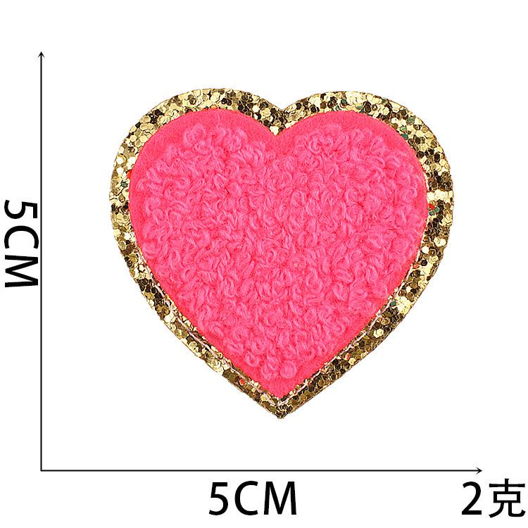 Hot-Selling Color Love Towel Embroidery Cloth Sticker Grit Embroidery Cloth Sticker Heart Patch Sticker Chenier Lightning Embroidery Chapter