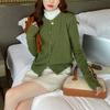Autumn Fashion Solid O-neck Knitted Cardigan For Women Winter Long Sleeve Casual Cardigans Sweater Coats Ladies Slim Fit Vintage Kniwears Jacket 31063