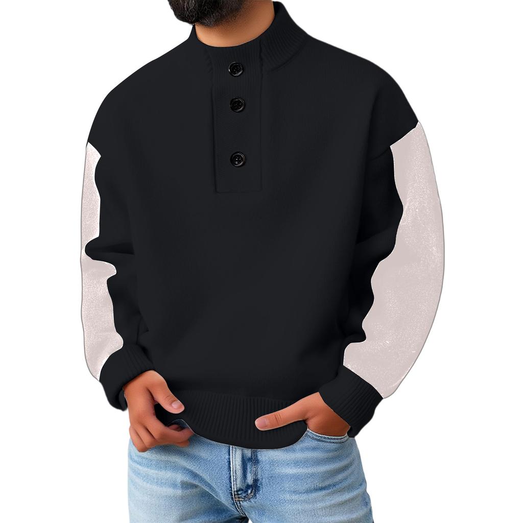 Men's  Three-Piece Buckle  Pullover  Color Clashing  Leisure  Thickened  Keep Warm  Long Sleeves  Knitting  Sweater