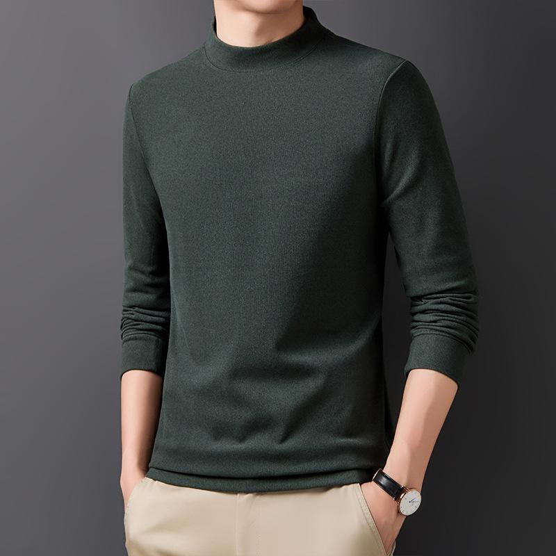 

Мужская футболка с полуворотником, новая осенняя молодежная футболка с длинными рукавами из нанофлиса в корейском стиле, однотонная толстовка для мужчин 3XL