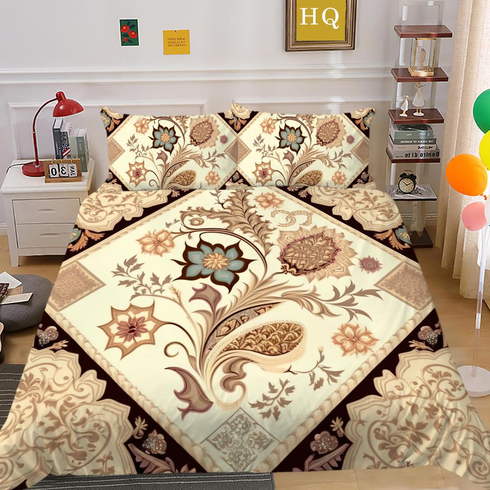 Set Biancheria da Letto per Casa Matrimoniale Copriletto Uomo Donna Stampa Paisley 3D Lussuoso Set Copripiumino in Poliestere