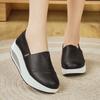 Women Platform Loafers Students Casual Black Leather Elevator Shoes Thick Sole Height Increase White Sneakers
