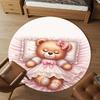 1PC Teddy Bear Pink Dress Sleep Round Chair Mat Area Rug - Non-Slip, Floor Mat for Office, Bedroom, Home Decor Christmas Gift C0528108