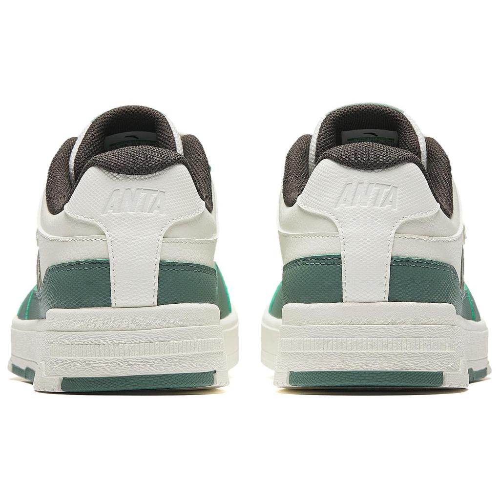 Anta Street Fun Sports Casual Height Increasing Wear Resistant Lightweight Non Slip Low Top Skate Shoes Men Skate Shoes White Green 912518007-4