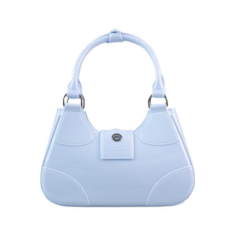 Gespleißte Halbmond-Schulter-Crossbody-Tasche, Damenhandtasche im europäischen und amerikanischen Stil, Motorrad-Achseltasche für Spicy Girl mit Gürtelschnalle