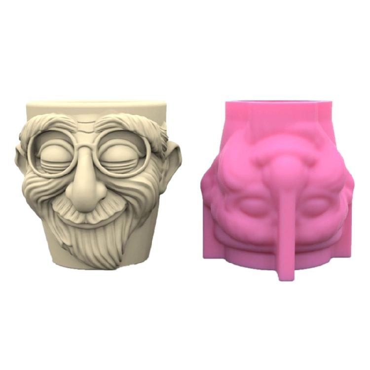 Flower Pots Silicone Molds Succulents Planter Molds Old People Mould Decorations 1
