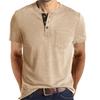 Summer Men's Short Sleeve T-Shirt Men's Henley T-Shirt Casual Round Neck Top