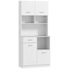 Mobile Dispensa in Legno con Cassetto, 4 Ante e 3 Ripiani Aperti, 80x35x180 cm, Bianco