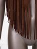 Faux Suede Cowgirl Fringe Waistcoat Women Sparkly Rhinestone Tassel Sleeveless Open Front Vest for Halloween Cosplay Theme Party