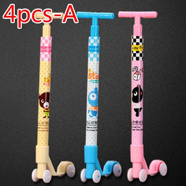 4pcs Creative Novelty Cartoon Scooter Shape Ballpoint Pens Stationery Cute Ball Point Pen Office Sup