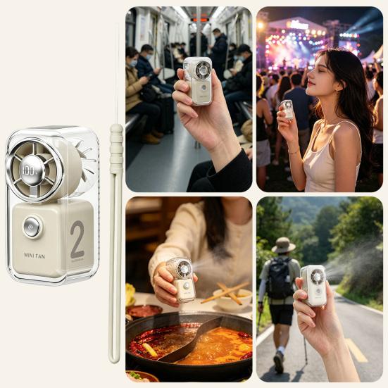 Mini Handheld Fan Transparent Cyber Portable Small Fan with Digital Display 3