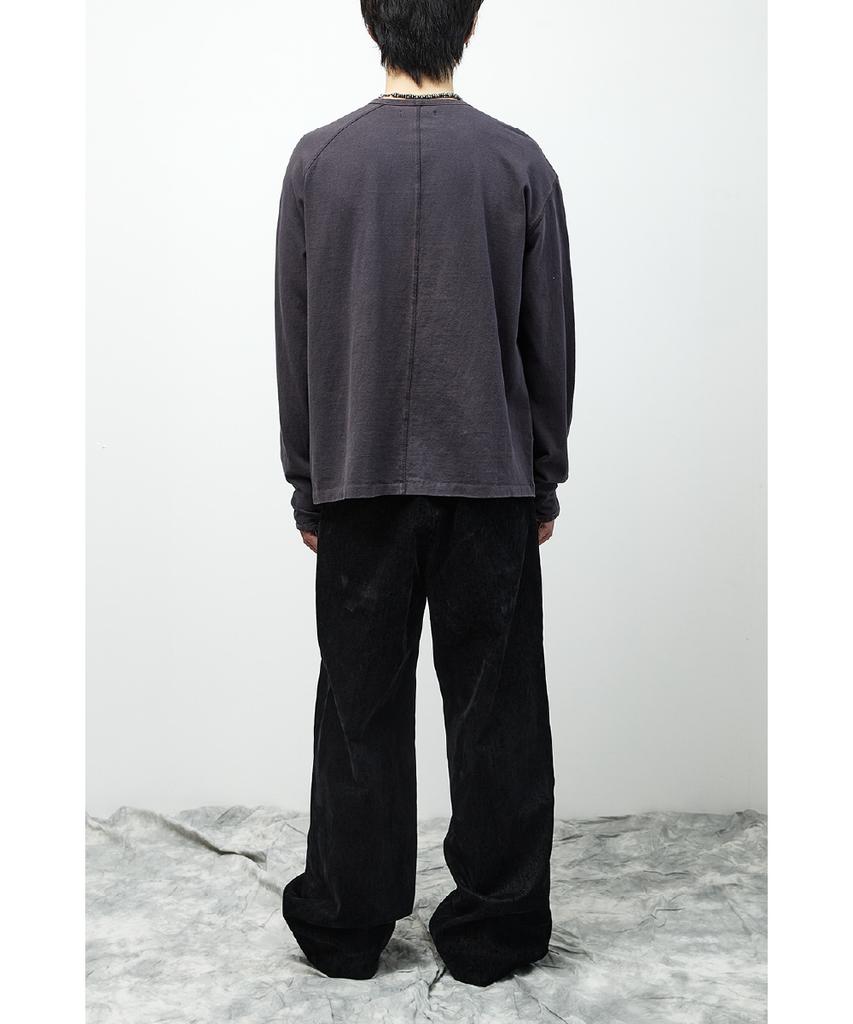 Haechinglum Double Henley Neck Tee Bleached Blue Charcoal