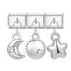 Y2K 3PCS Colorful Crystal Zircon Pendant Moon Star Bow Italian Charm Links Stainless Steel Fit 9mm Bracelet Jewelry DIY Making