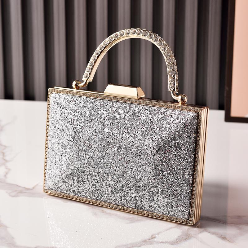 Advanced Gold Sequin Dinner Bag, Fashionable Diamond Studded Hand-held Party Dress Bag