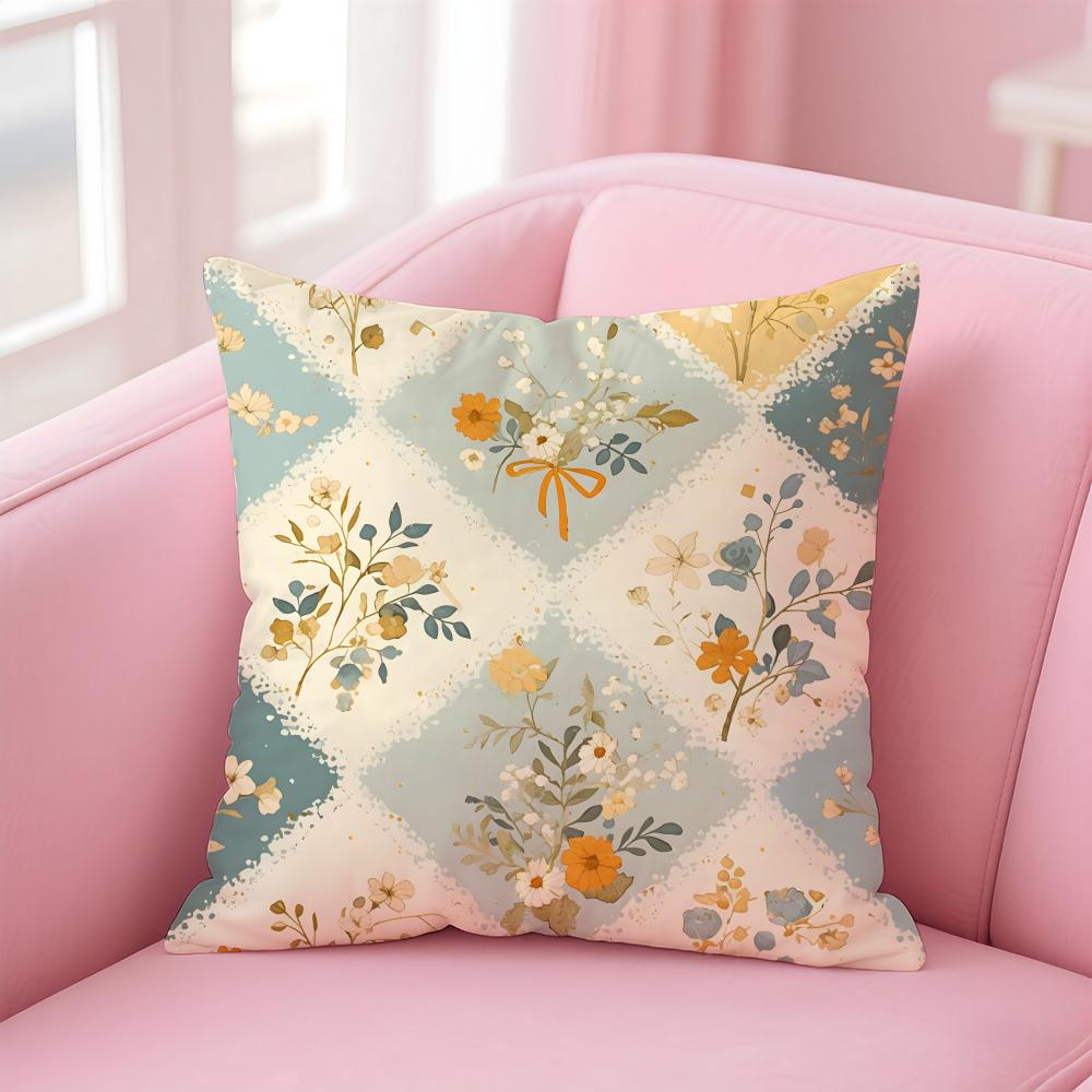 

Colorful checkered pattern Cushion Cover Pillow Case Soft Skin Friendly Fabric Comfort Concealed Zipper 30X30cm