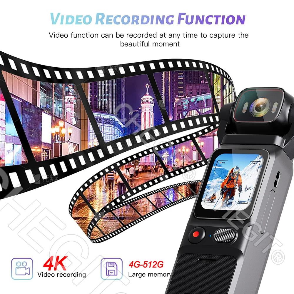 NEW 4K Touch Screen Portable MINI Vlog Camera Pocket Sports Camera with Gimbal Handheld Stabilizer Body Camera Video Recording