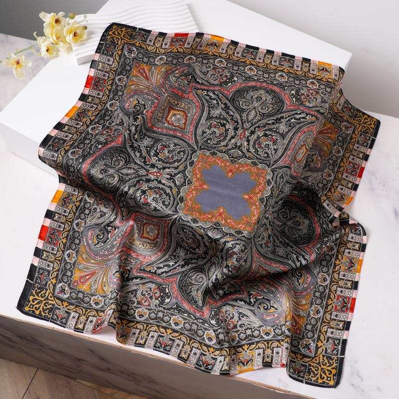 Silk Women's Square Scarf - Chinese Style Headscarf for Spring, Summer, Autumn - Neck Protection & Warmer - Elegant Thin Mom Style