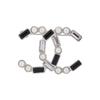 23K New Black And White Rhinestone Pearl Splicing Double C Metal Brooch Unisex Brooch ABC294B14556NS395
