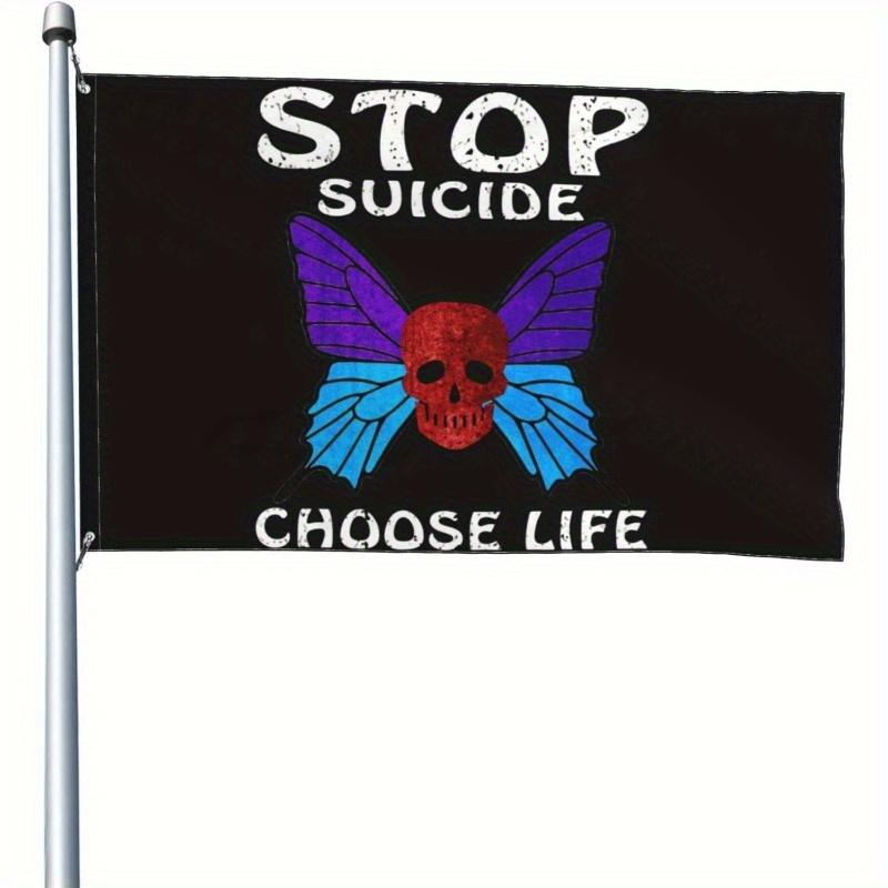 1pc Choose Life Suicide Prevention Awareness Flag - 121.92x182.88cm Durable Polyester Banner, Fade-Resistant Outdoor Decoration with Vibrant Butterfly