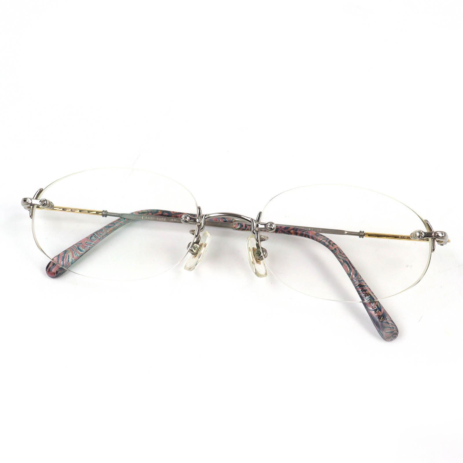 

Very Good PARIS MIKI Glasses Titanium, temples partially in K18, rimless AU-132 Used