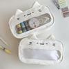 Fashionable Kitten Pencil Pouch with Clear Window and Wave Points for Travel