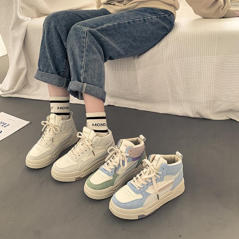 Sports Shoes Women Lace-up High-top Sneakers Skateboards Comfort Walking Flat Platform Shoes Casual Woman Vulcanized Shoes