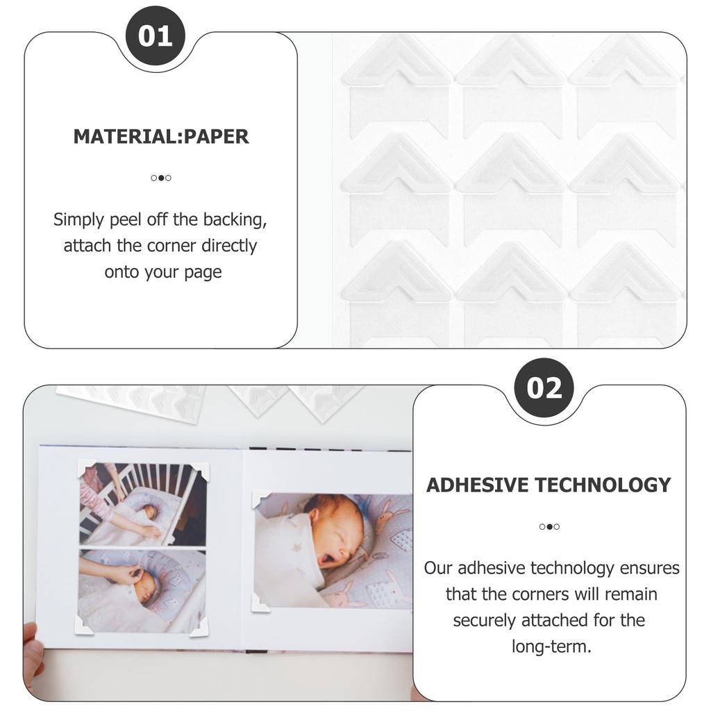 10 Sheets Scrapbook Corners Self Adhesive Photo Mounting Corners for Albums Journals Photo Books DIY Picture Decoration Corner