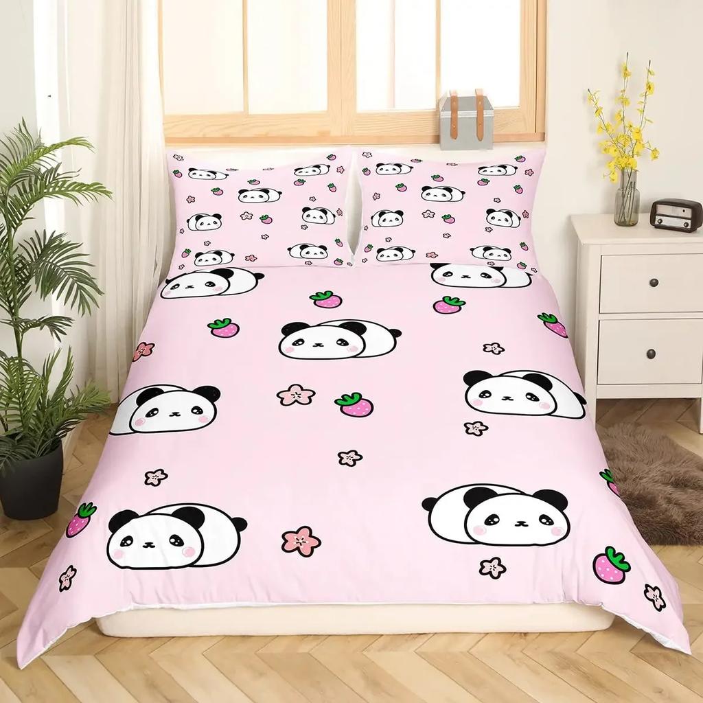 Animal Panda King Full Bedidng Set Kids Romantic Bedding Set Cartoon Animal Duvet Cover Bicycle Balloon Dragonfly Quilt Cover
