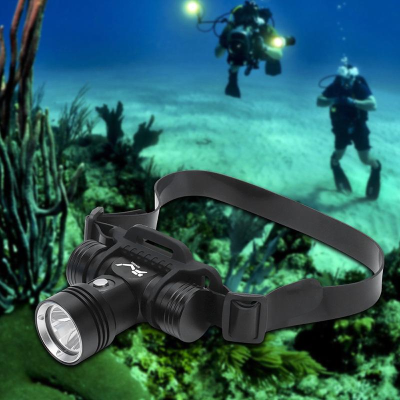 D2 Diving Headlamp 200M Underwater Headlight Led Scuba Head Flashlight Fishing Torch Waterproof IPX8 18650 Dive Suits Lamp Light