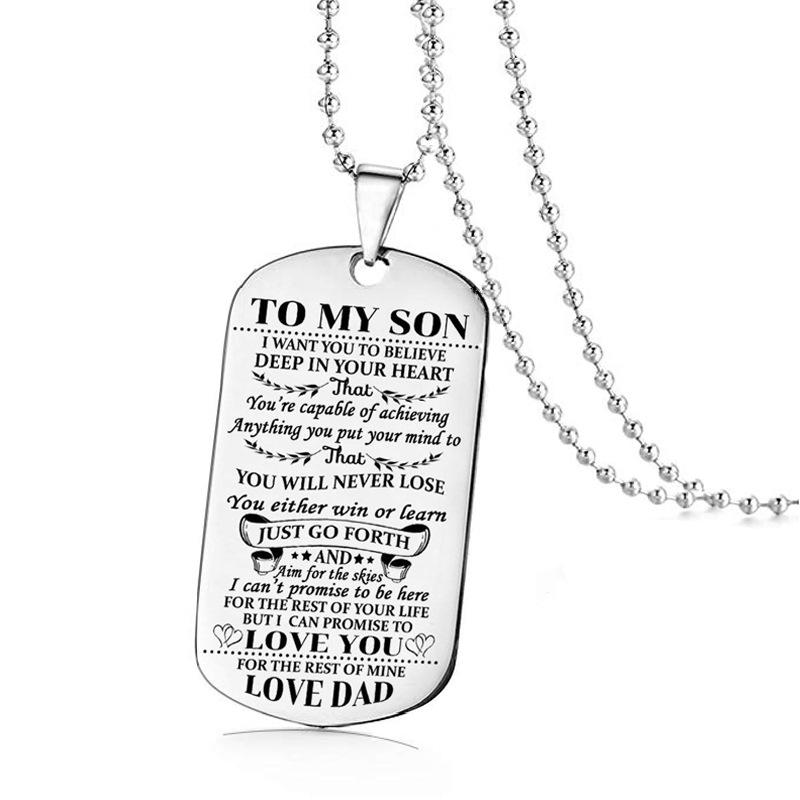 Necklace Fashion To My Son Daughter Dad Mom Dog Tag Birthday Gift Kids For