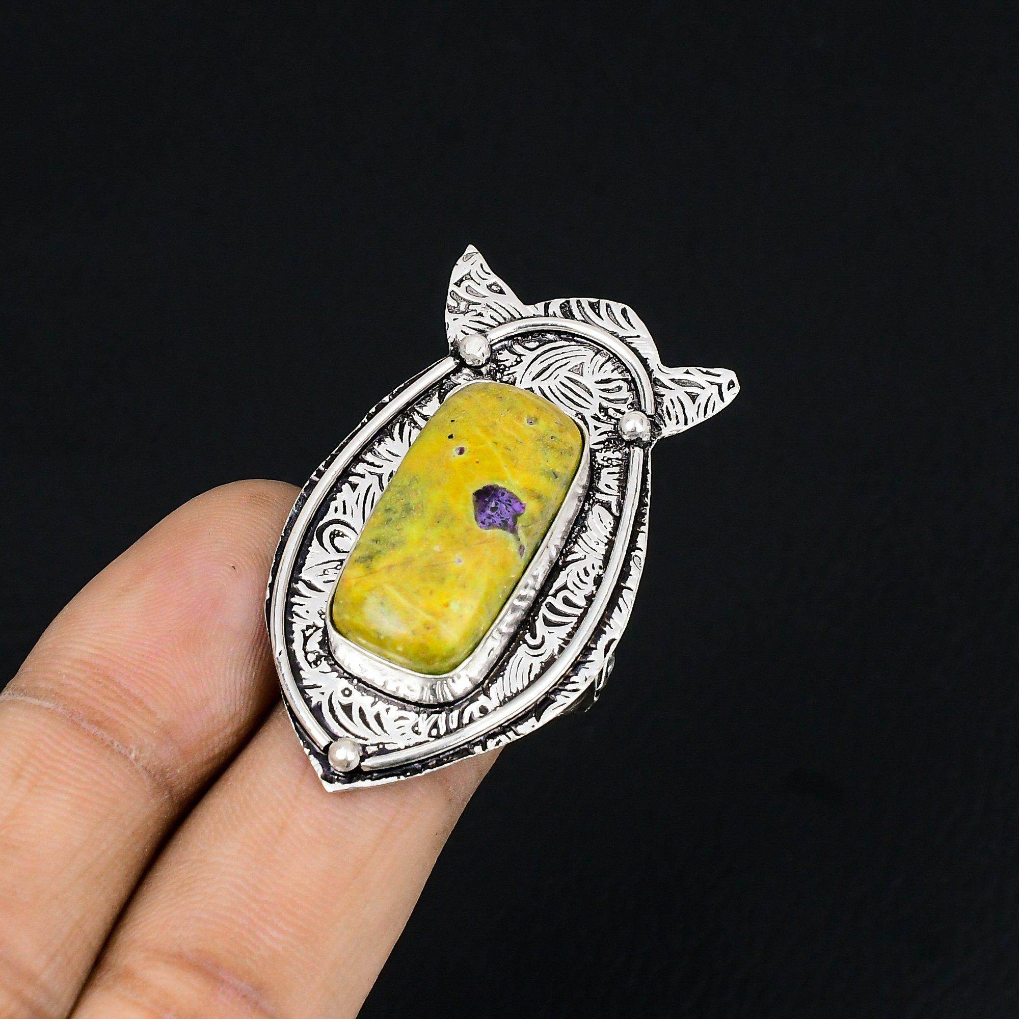 Friendship Day Deal 925 Silver Atlantisite Gemstone Ethnic Solitaire Ring Size 8 8