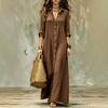 BITCED Fashion Spring Autumn Solid Color Print Long Sleeve V-Neck Casual Dresses