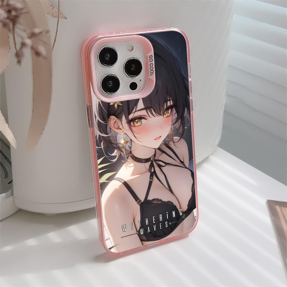 Wuthering Waves Rover Pink Translucent Mobile Phone Case for iPhone 17 16 15 14 13 12 11 X XR XS Air Pro Max Plus Colorful Cover