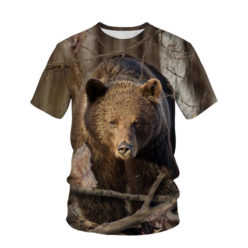 New Animal Camouflage Hunting 3D Print T-Shirt, Men's Summer Short Sleeve Loose Harajuku Style Top