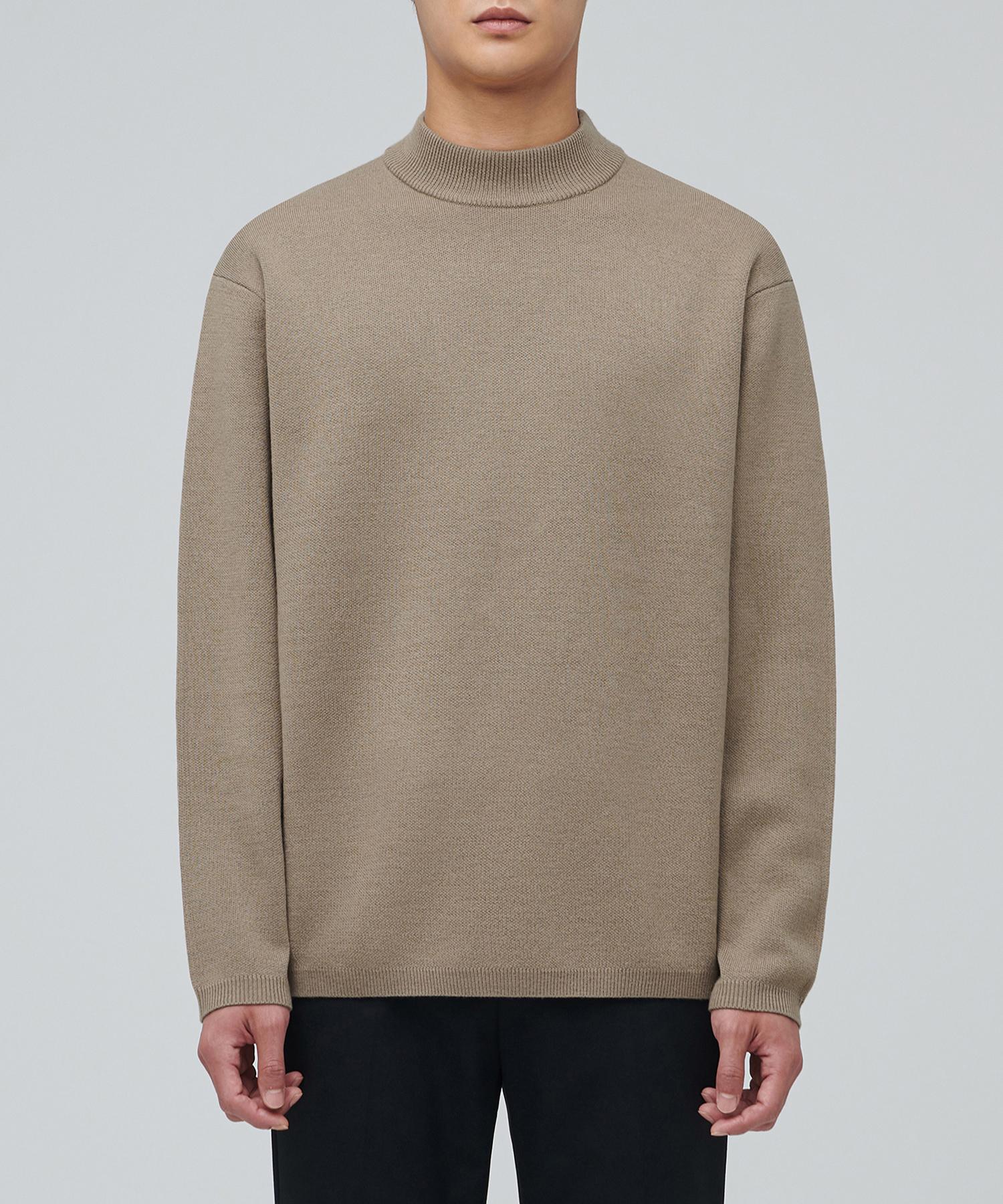 Musinsa Standard Minimal Mock Neck Knit [Beige] Beige/2Xl