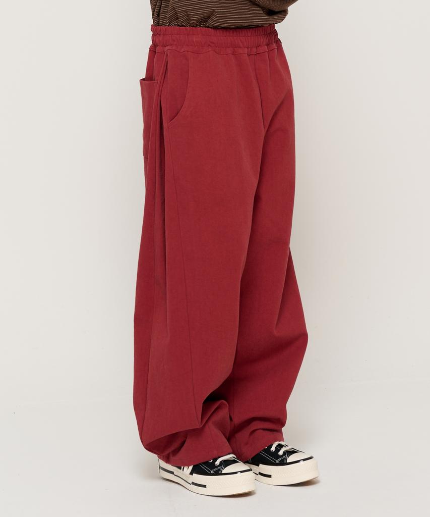 CARGOBROS Bio Cotton Curved Elastic Waist Pants (Wine)