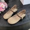 Retro style Mary Jane single shoes women's autumn 2025 new French with skirt flat bottom shallow mouth splicing small leather shoes