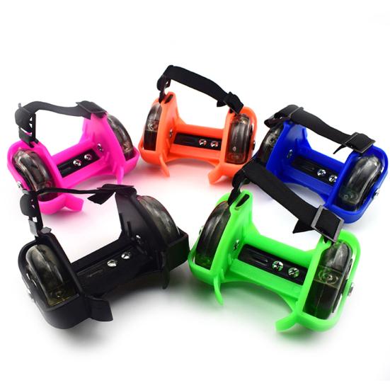 1 Pair Kids Children Outdoor Adjustable LED Flashing Wheel Heel Skate Rollers
