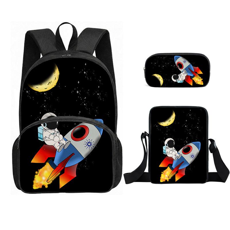 Classic Popular astronaut space 3D Printed 3pcs/Set pupil School Bags Laptop Daypack Backpack Inclined shoulder bag Pencil Case