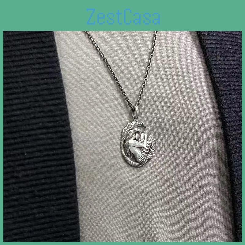 Pendant Mermaid Fashionable Necklace Geometric Pattern Men Decoration Women
