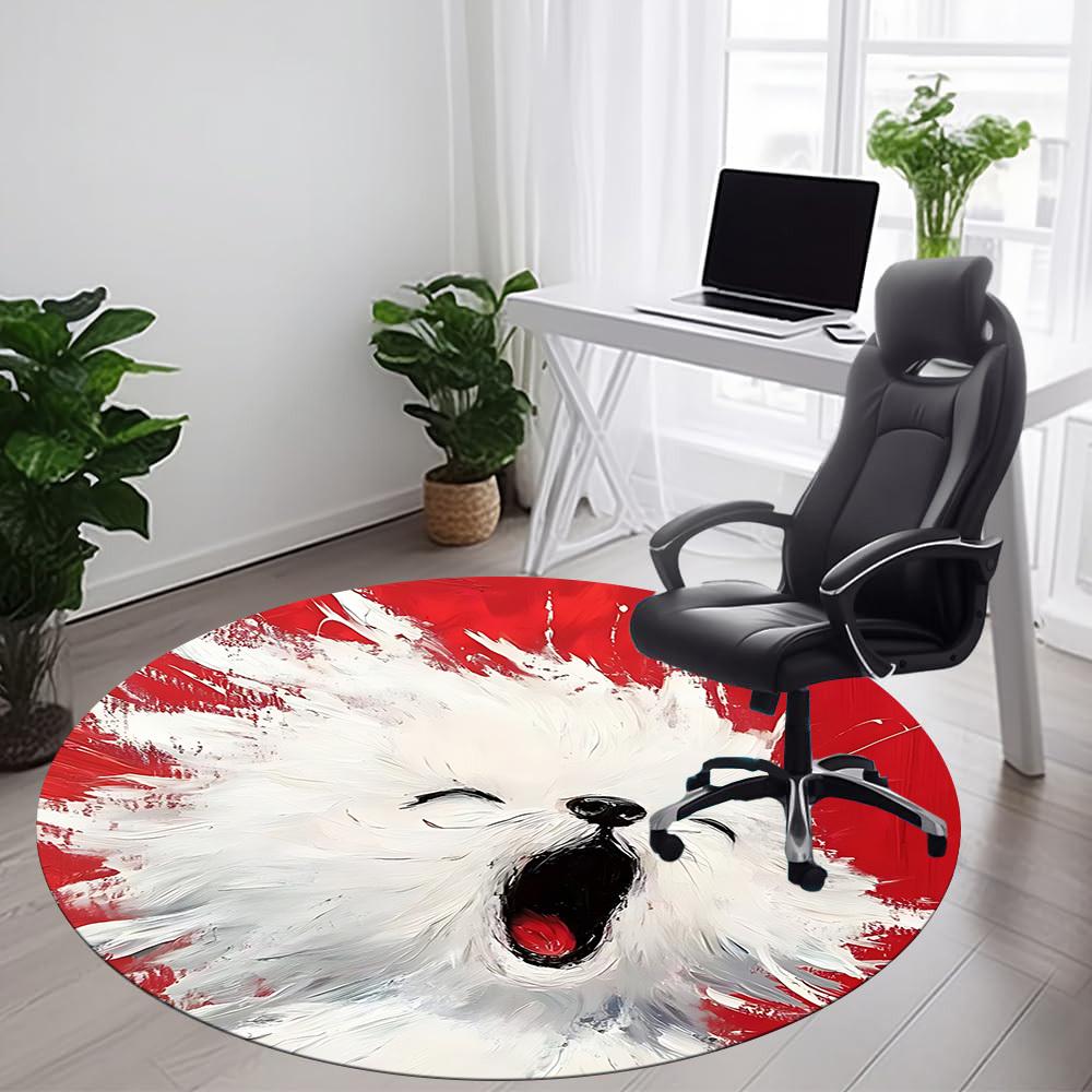 1PC Puppy Love Office Round Area Rug,  Mat Suitable ForOffice, Under Office Chairs Bedroom Living Room Home Decor, Room Deco
