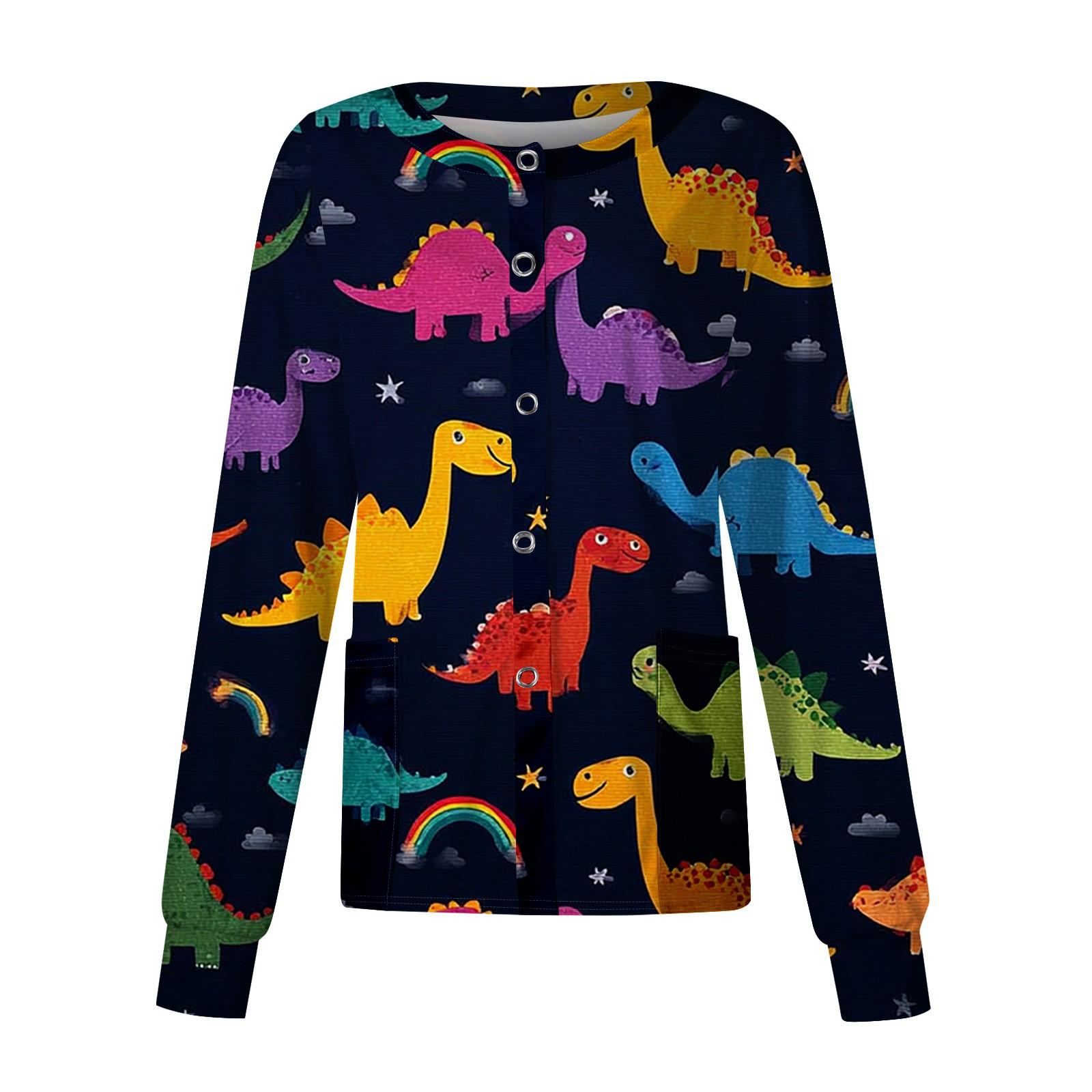 

Женский повседневный кардиган с длинными рукавами на одной пуговице, защитный костюм с животным принтом XXXL тёмно-синий