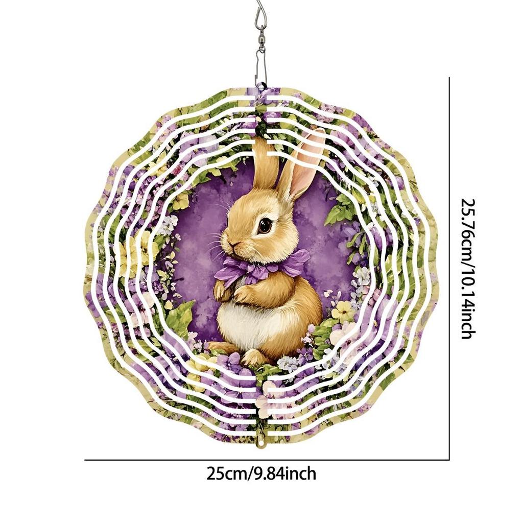 Osterhase Windspiel Kinetisches Metall Hängeornament für Heim-Gartendekor Geschenk Windmühle Windskulptur Outdoor Hofkunst