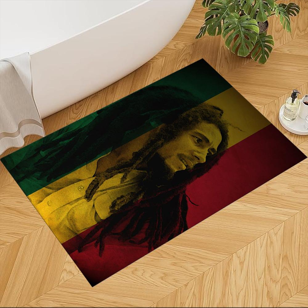 Bob Marley Floor Mat Suitable for Living Rooms Balcony Entryway Playrooms Anti-slip Rug Anime Office Decor Best for Christmas