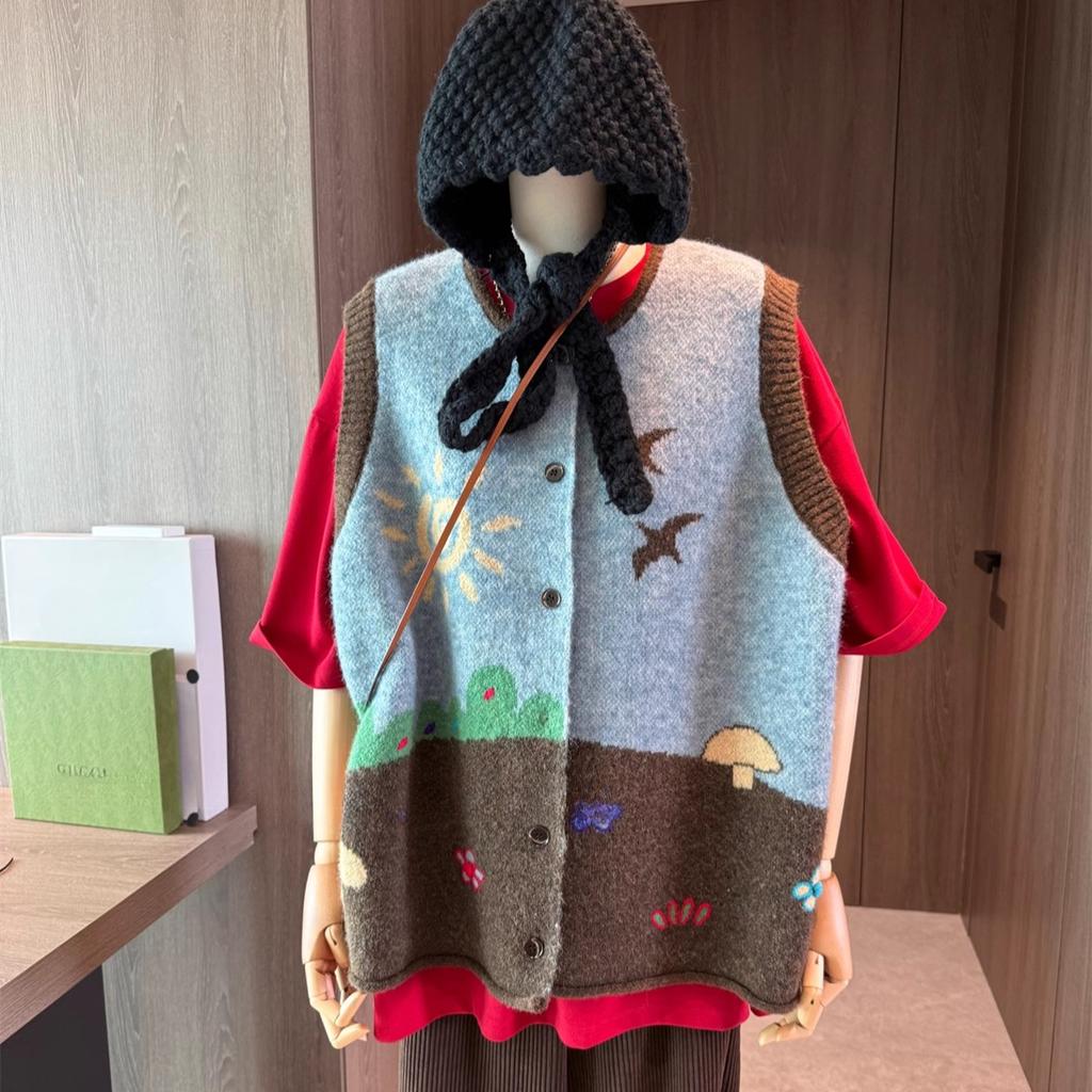 Dimanaf 2025 Jarní dámské svetry bez rukávů, pletené, plus velikosti, ležérní styl, volný svetr