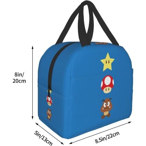 Asamike Lunch Bag, Insulated Lunch Bag, Cute Super Mario Design, Stylish Large Capacity Lunch Box, Insulated Lunch Bag with Pockets, Food Storage, Ins